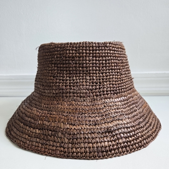New Wyeth Tali 100% Raffia Straw Chocolate Bucket Hat One Size NWT - Picture 7 of 11